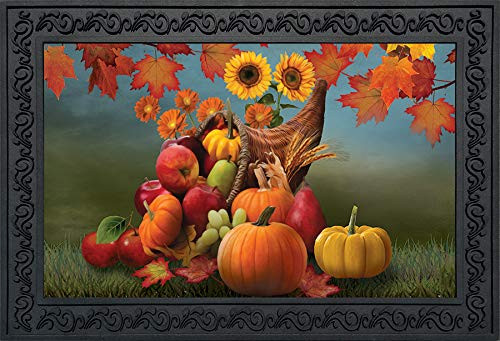 Briarwood Lane Bountiful Cornucopia Autumn Doormat Fruit Flowers Fall Indoor-Outdoor 18 x30