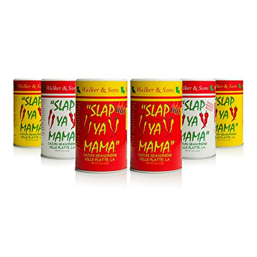Slap Ya Mama All Natural Cajun Seasoning from Louisiana Spice Variety Pack  8 Ounce Cans  2 Cajun  2 Cajun Hot  2 White Pepper Blend
