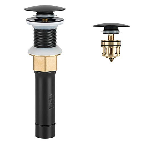 ESFORT Bathroom Sink Drain with Strainer Basket?Pop Up Drain Without Overflow  Anti-Clogging Vessel Sink Drain Assembly  Matte Black