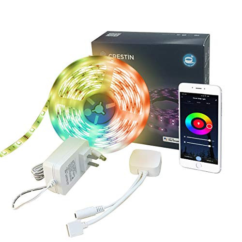 Smart LED Strip Light CRESTIN 16-4ft Waterproof 5050 RGB Upgraded Music Sync Color Changing Controlled by APP WiFi LED Strips Work with Alexa Google Assistant Smart LED Strip Light CRESTIN 16-4ft Waterproof 5050 RGB Upgraded Music Sync Color Changing Controlled by APP WiFi LED Strips Work with Alexa Google Assistant