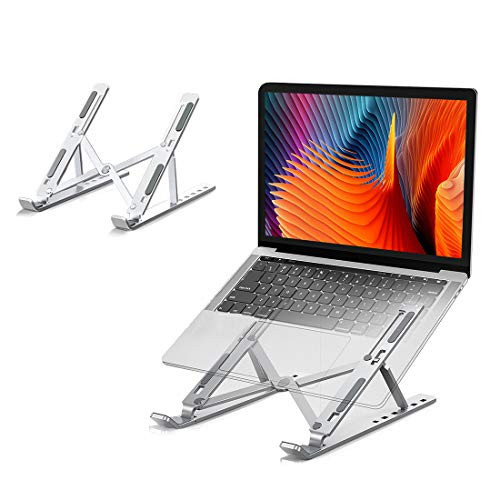 Laptop Stand  Aluminum Adjustable Computer Stand Ergonomic Laptop Riser for desk Portable Foldable Laptop Riser Notebook Holder Stand Compatible with MacBook Lenovo HP Dell etc 10-15-6  Laptops-Sliver