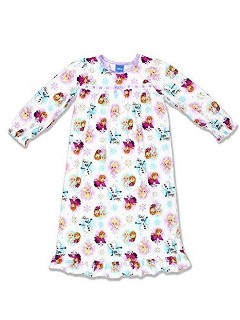 Disney Frozen Elsa Anna Girls Flannel Granny Gown Nightgown 10 White-Multi Disney Frozen Elsa Anna Girls Flannel Granny Gown Nightgown 10 White-Multi