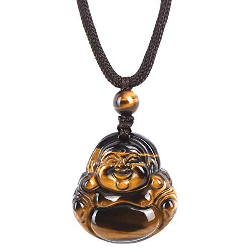 HASKARE Mens Stone Pendant Tiger Eye Chakra Healing Pendant Necklace Adjustable 27-5 inch HASKARE Mens Stone Pendant Tiger Eye Chakra Healing Pendant Necklace Adjustable 27-5 inch