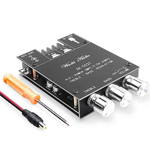 ICQUANZX TPA3116D2 Bluetooth 50W50W Stereo Audio Amplifier Board with Treble and Bass Control  Bluetooth and AUX Inputs  BT 5-0 AMP Board for DIY Wireless Speakers Board  Easy Installation
