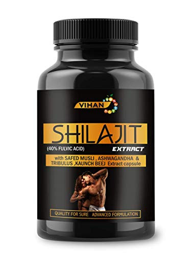 Vihan Shilajeet Extracts 1000 Mg Capsules Natural  Pure   Safe Shilajit Capsules with Ashwagandha Safed Musli   Tribullus Extract 60 Veg Capsules for Men