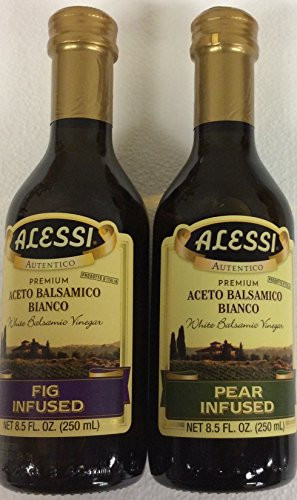 Alessi Premium Imported White Balsamic Vinegar Two 8-5 Fl Oz 250 ml   One Pear Infused  One Fig infused