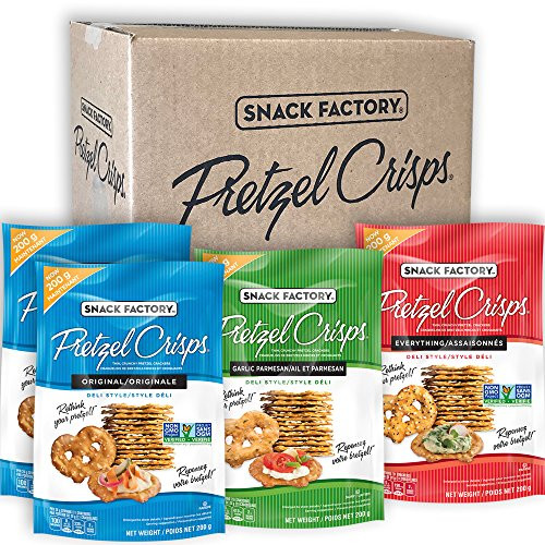 Snack Factory Pretzel Crisps Variety Pack  Original-Everything-Garlic Parm  28-22 Ounce