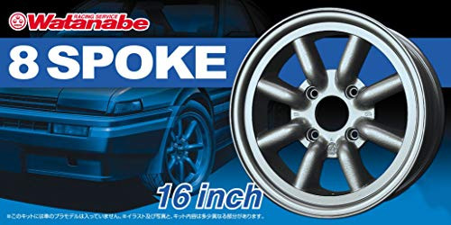 Aoshima 1-24 Scale RS Watanabe 8Spoke 16 Inch Wheel Set - Plastic Model Buiding Set   52488