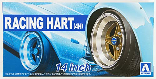 Aoshima 1-24 Scale Racing Hart 4H 14 Inch Wheel Set - Plastic Model Buiding Set   53775