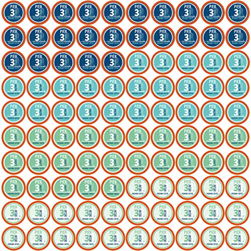 Pier 3 Coffee Pods Variety Pack, Compatible with 2.0 K-Cup Brewers, 100 Count