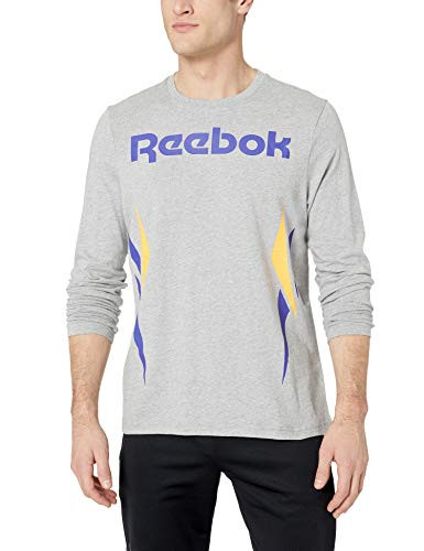 Reebok Men s Classics Vector Long Sleeve Tee  Medium Grey Heather  X-Large