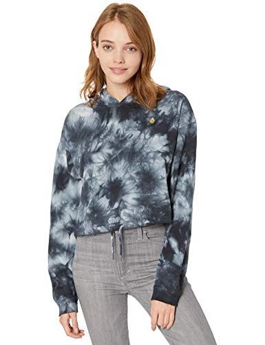 Volcom Junior s Women s Knot It Tie Dye Hooded Sweatshirt  Black Combo  Extra Large