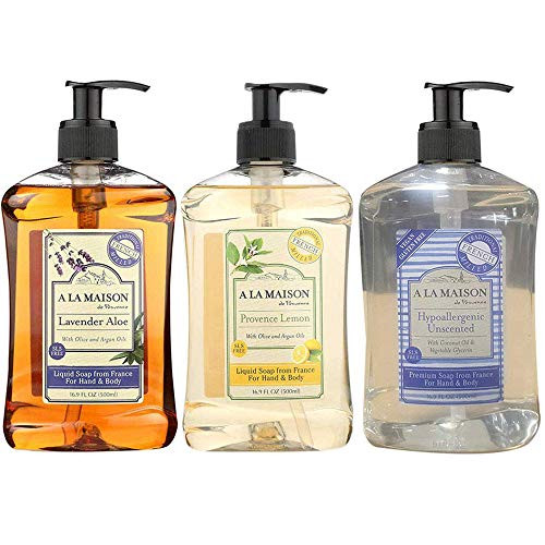 A La Maison Liquid Soap Lavender Aloe Provence Lemon Hypoallergenic Unscented 16-9 Oz Each A La Maison Liquid Soap Lavender Aloe Provence Lemon Hypoallergenic Unscented 16-9 Oz Each