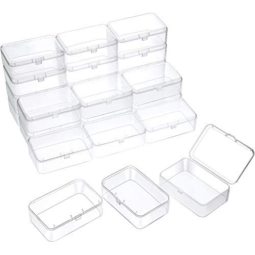 24 Packs Small Clear Plastic Beads Storage Containers Box with Hinged Lid for Storage of Small Items  Crafts  Jewelry  Hardware 3-5 x 2-4 x 1-2 Inches