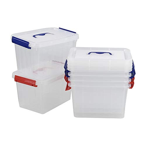 AnnkkyUS 6-pack Small Storage Bin With Lid  Clear Plastic Latching Box  6 Quart