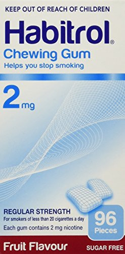 Habitrol Nicotine Quit Smoking Gum  2mg  Fruit flavor coated gum- 96 pieces per box
