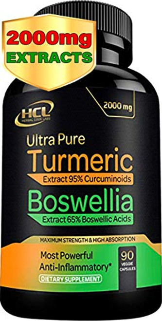 Turmeric Boswellia Extract Supplement Strong Natural Pain Relief Joint Support Pills 2000 mg Extra Strength Anti-Inflammatory Boswellia Serrata with Turmeric Curcumin Powder 90 Capsules Turmeric Boswellia Extract Supplement Strong Natural Pain Relief Joint Support Pills 2000 mg Extra Strength Anti-Inflammatory Boswellia Serrata with Turmeric Curcumin Powder 90 Capsules