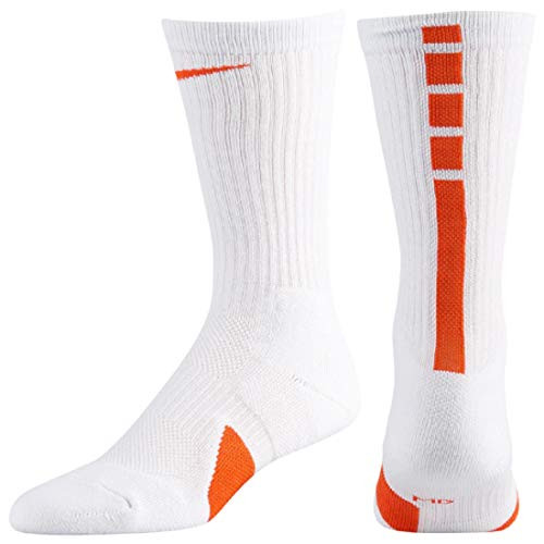 NIKE Elite Basketball Crew Socks White-Orange  Large