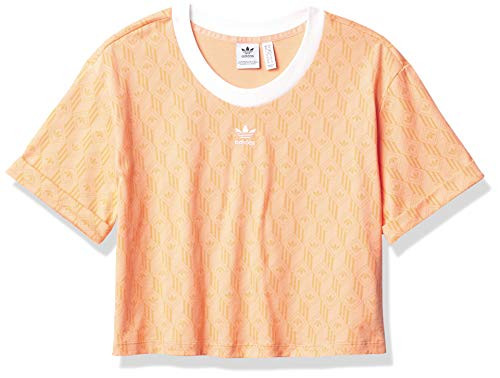 adidas Originals Women s Cropped T-Shirt Chalk Coral-Semi Coral Large