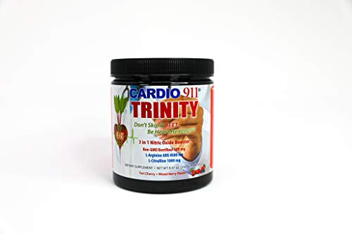 Cardio 911 Trinity 3 in 1  L-arginine AAKG 4500 mg  L-citrulline 1000 mg and Beetroot 500mg  Powder Tart-Berry Combo Flavor 8-47 Oz- Powder with Scoop  Pack of 1