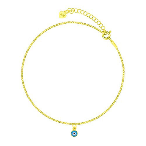 925 Sterling Silver Evil Eye Bracelet for Women  14K Gold Plated Blue Enamel Evil Eye Dainty Adjustable Bracelets for Women