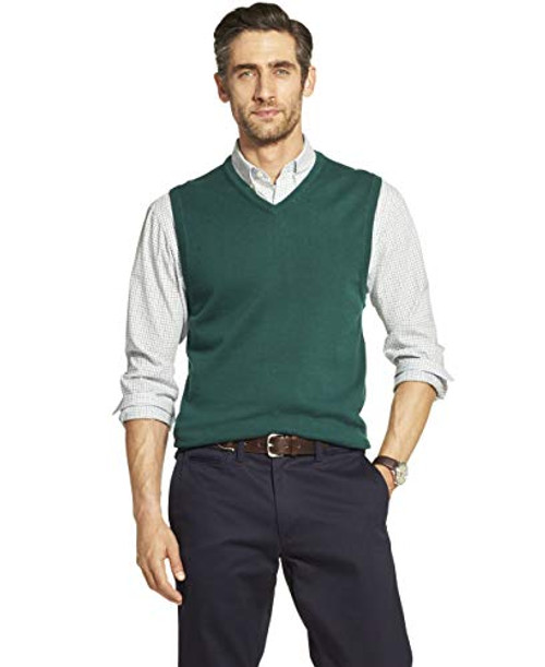 IZOD Men s Premium Essentials Solid V-Neck 12 Gauge Sweater Vest  BOTANICAL GARDEN  XX-Large