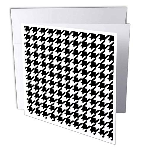 3dRose Black and white houndstooth pattern - large - preppy trendy stylish classy classic chic - Greeting Cards  6 x 6 inches  set of 12 gc1130032