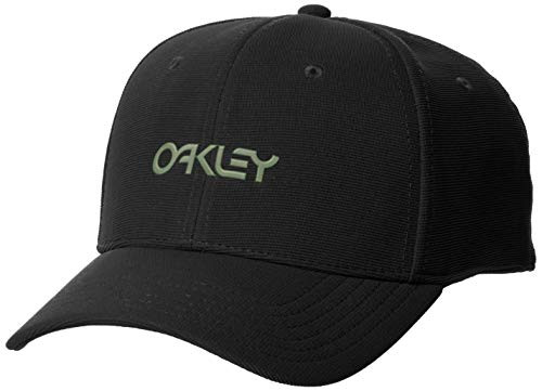 Oakley Men s 6 Panel Stretch Metallic Hat  Blackout  S-M