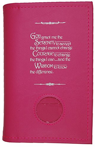 Culver Enterprises Alcoholics Anonymous AA Soft Paperback Big Book Cover Serenity Prayer   Medallion Holder Pink