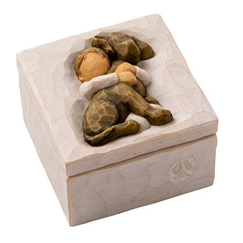 Willow Tree Hug dark dog  sculpted hand-painted Keepsake Box