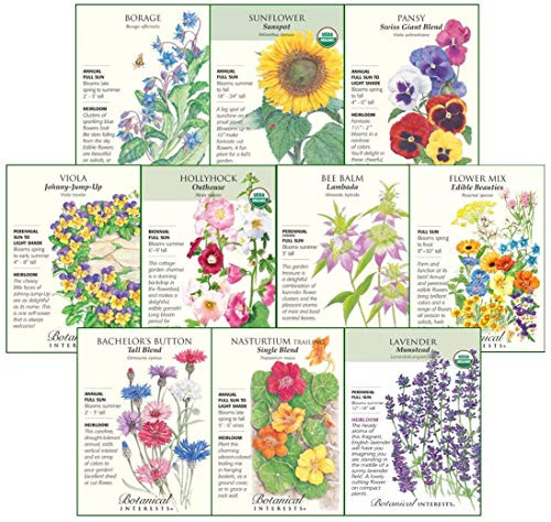 Botanical Interests Edible Flowers Seed Collection - 10 Packets with Gift Box