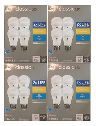 GE Classic Plastic 60-Watt EQ A19 Soft White Dimmable LED Light Bulb 16-Pack