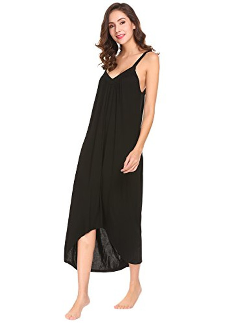 Ekouaer Womens Sleeveless Long Nightgown Summer Slip Night Dress Cotton Sleepshirt Chemise A-black6696 Large Ekouaer Womens Sleeveless Long Nightgown Summer Slip Night Dress Cotton Sleepshirt Chemise A-black6696 Large
