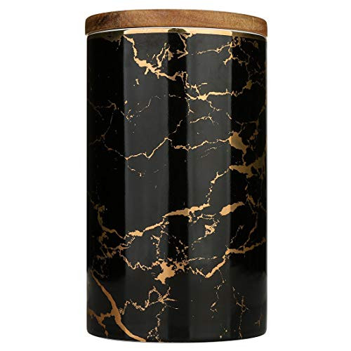 Food Storage Jar  Ceramic Kitchen Canisters with Airtight Seal Bamboo Lid  Food Storage Canister for Tea  Coffee Bean  Spice  Sugar  Flour 98x168mm