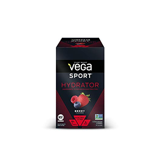 Vega Sport Hydrator Electrolyte Powder Packets  Berry - Hydration Supplement  No Artificial Flavors  Sugar Free  Vegan  Keto Friendly  Gluten Free  Non Dairy  Non GMO 30 Single Serve Packets