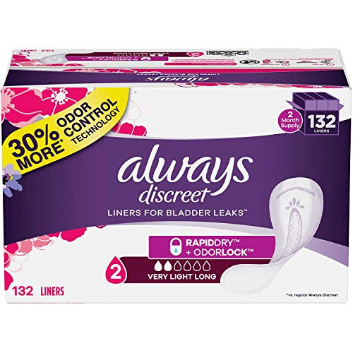 Always Discreet Plus Incontinence Liners  Very Light Absorbency  Long Length 132 ct-