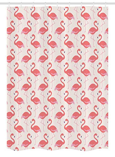 Ambesonne Flamingo Stall Shower Curtain, Ornamental Feminine Style Bird Figures Pattern Exotic Hipster Design, Fabric Bathroom Decor Set with Hooks, 54 W x 78 L Inches, Light Salmon Dark Coral