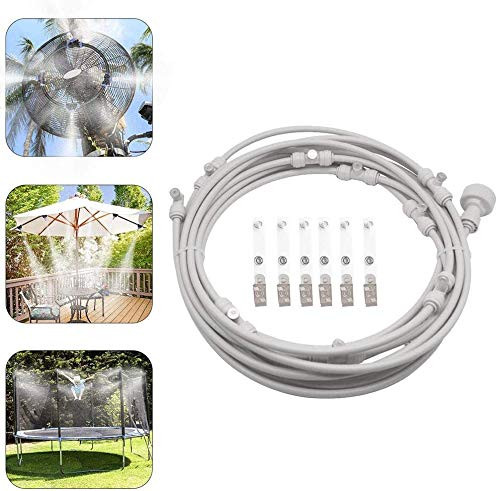 Outdoor Misting Cooling System Outdoor Misters Cooling Kit Misting System Misting Cooling System Water Irrigation Fan Misting Mister Kit for Patio Garden Greenhouse Trampoline 49-2  White