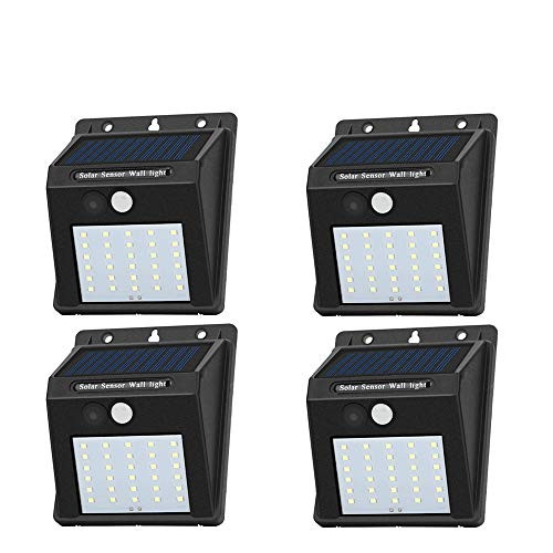 Solar Sensor Lights Outdoor 30 LED Wireless Waterproof Security Solar Motion Sensor Wall Lights for Fence Patio Deck Yard Garden with Motion Activated Auto On-Off 4 Cool White Solar Sensor Lights Outdoor 30 LED Wireless Waterproof Security Solar Motion Sensor Wall Lights for Fence Patio Deck Yard Garden with Motion Activated Auto On-Off 4 Cool White