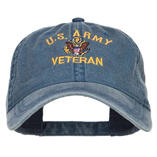 e4Hats-com US Army Veteran Military Embroidered Washed Cap - Navy OSFM