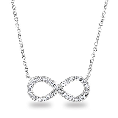 Spoil Cupid 925 Sterling Silver Cubic Zirconia Infinity Necklaces For Women  18 Inch