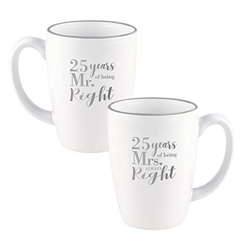 25th Anniversary Gift Set - 25th Anniversary Mr- and Mrs- Always Right Coffee Mug Gift Set