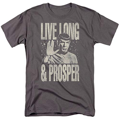 Popfunk Star Trek Live Long   Prosper T Shirt   Stickers Medium Charcoal