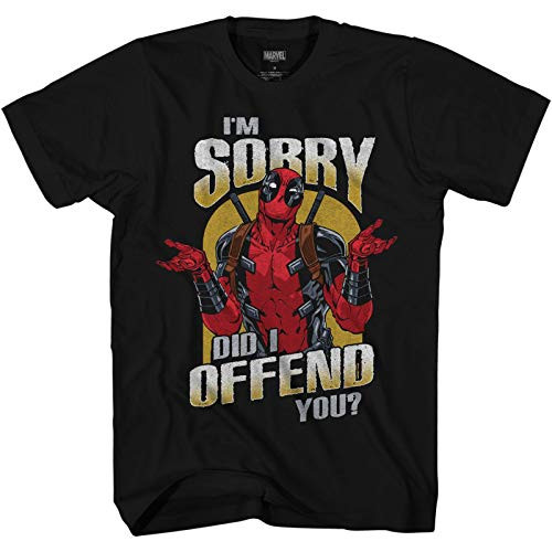 Marvel Deadpool Sorry Did I Offend Adult Tee Graphic T-Shirt for Men Tshirt Black  X-Large