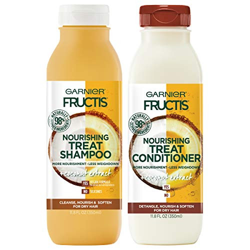 Garnier Fructis Nourishing Treat Shampoo and Conditioner 98 Percent Naturally Derived Ingredients Coconut Nourish and Soften for Dry Hair 11-8 oz ea Garnier Fructis Nourishing Treat Shampoo and Conditioner 98 Percent Naturally Derived Ingredients Coconut Nourish and Soften for Dry Hair 11-8 oz ea