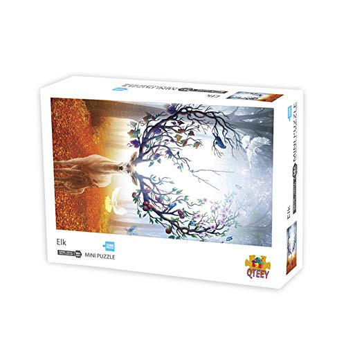 QTEEY Jigsaw Puzzles for Adults 1000 Piece Jigsaw Puzzles 1000 Pieces for Adults Kids Elk Jigsaw Puzzle Game Toys Gift Mini Size 12in x 17in
