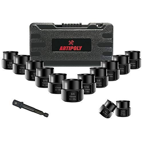 ARTIPOLY Impact Bolt Nut Remover Kit  131 Pieces Bolt Extractor Socket Tool Set  Bolt Remover Tool Set with Hex Adapter