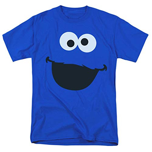 Popfunk Sesame Street Character Face Adult T Shirt   Stickers Royal  X-Large