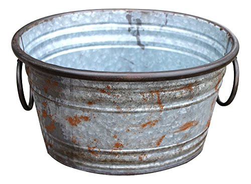 Hills Parks 14" x 10.75" x 8.25" Oval Galvanized Metal Tub with Ring Handles