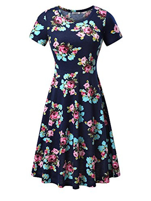 HUHOT Sundresses for Women Casual Summer Knee Length Floral Midi Dress Plus Size HUHOT Sundresses for Women Casual Summer Knee Length Floral Midi Dress Plus Size